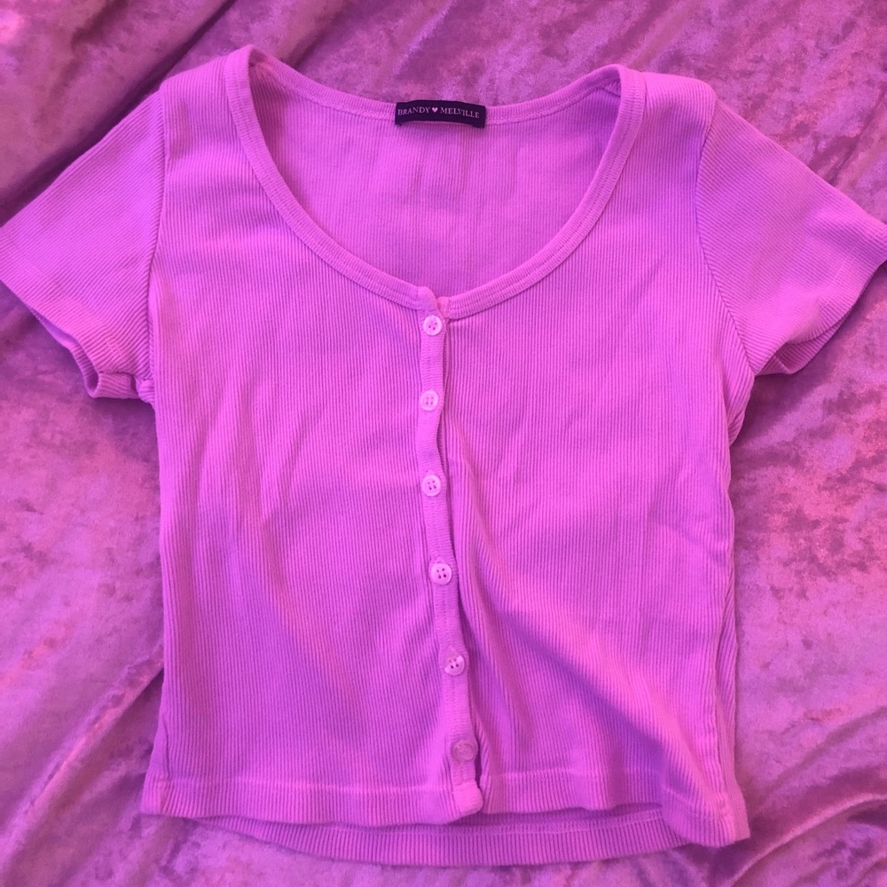 Brandy Melville light purple button up crop top